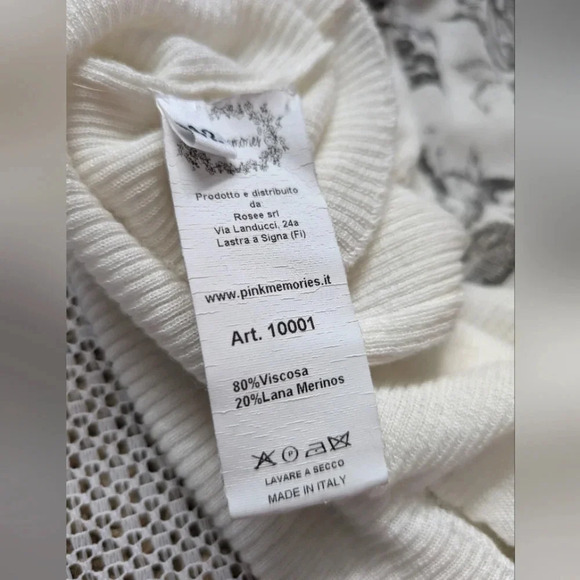 Ivory Floral Lightweight Merino Wool Cardigan - Picture 7 of 7